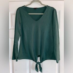 Ann Taylor Women’s Large Tie Up Long Sleeve Green Shirt